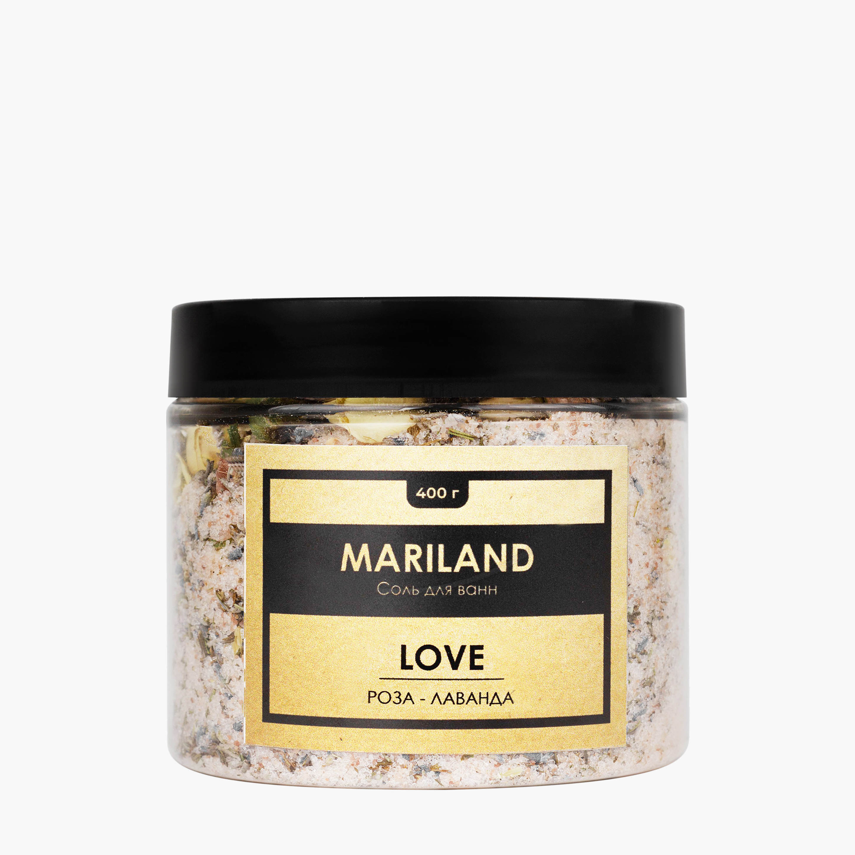 Расслабляющая соль для ванн с цветками лаванды и чайной розы | MARILAND Love Sea Salt 400 г