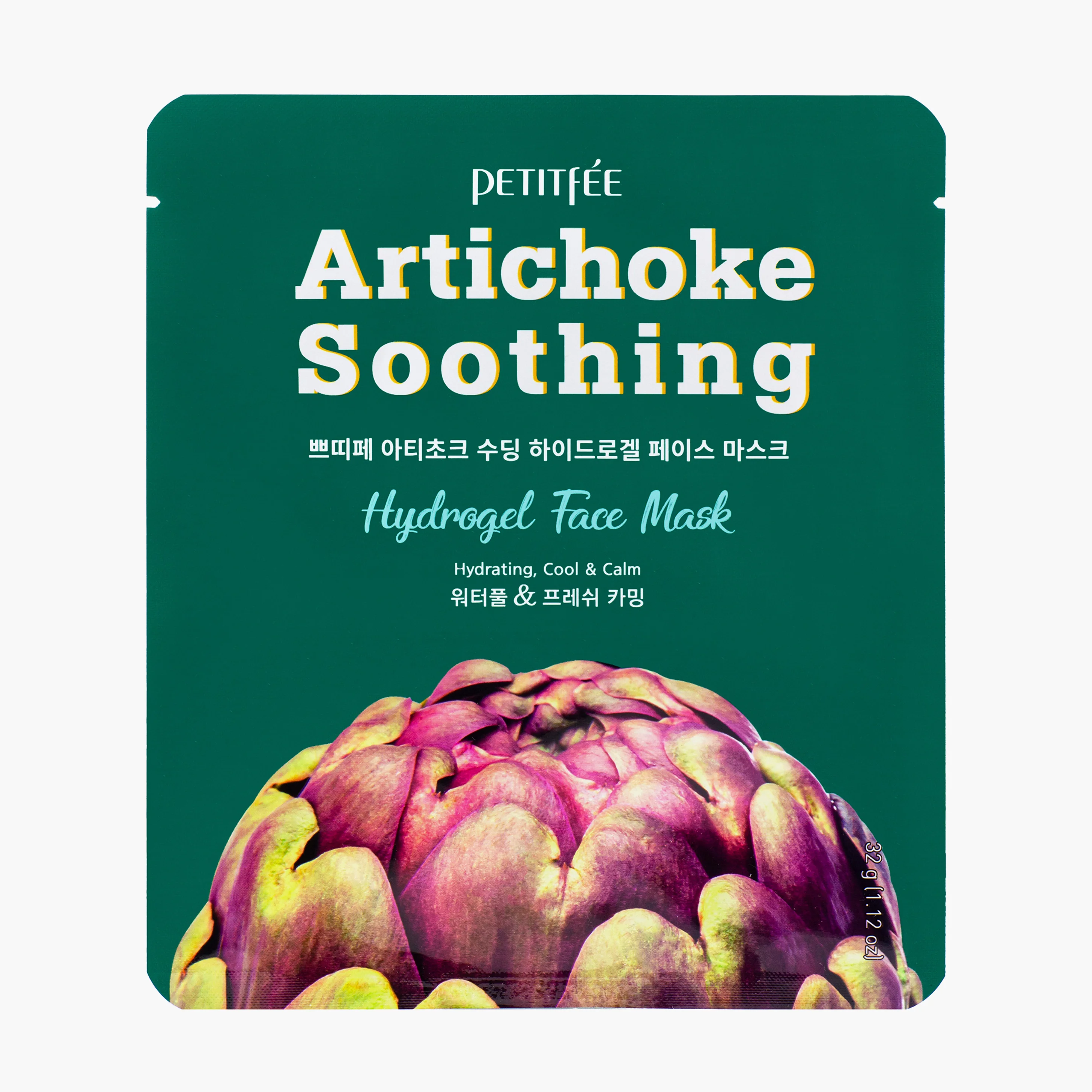 Маска гидрогелевая противоотёчная с артишоком | Petitfee Artichoke Soothing Hydrogel Face Mask 32g