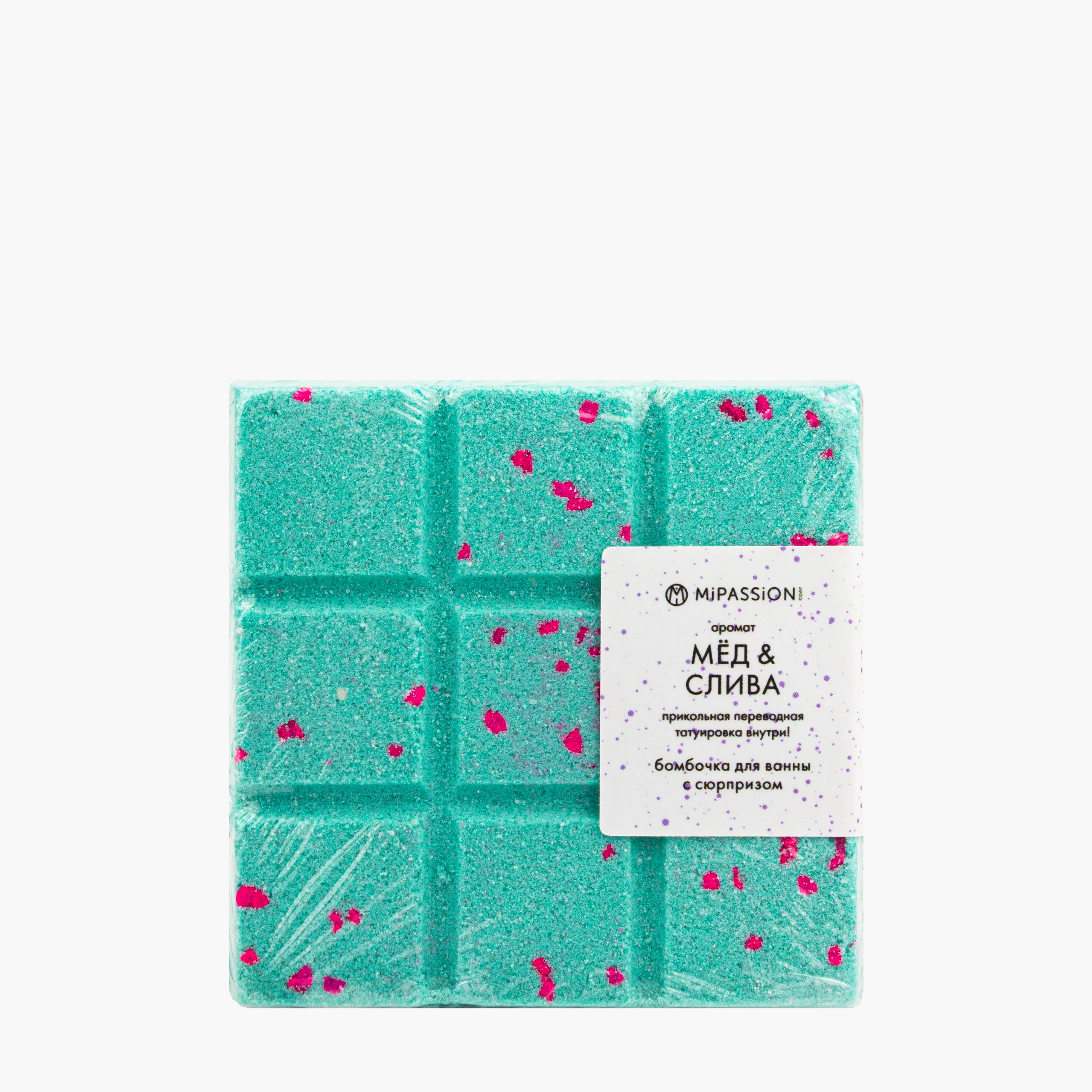Бомбочка для ванны миниплитка с тату "Мед и слива" 110 гр