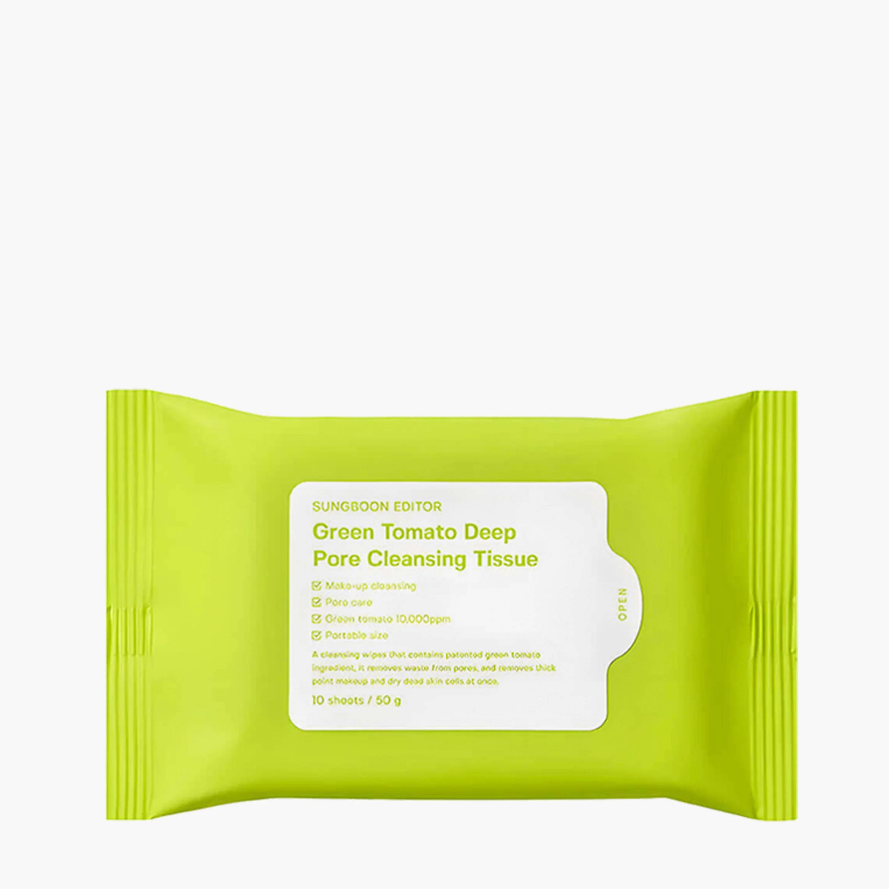 Салфетки очищающие для снятия макияжа | Sungboon Editor Green Tomato Deep Pore Cleansing Tissue 50g